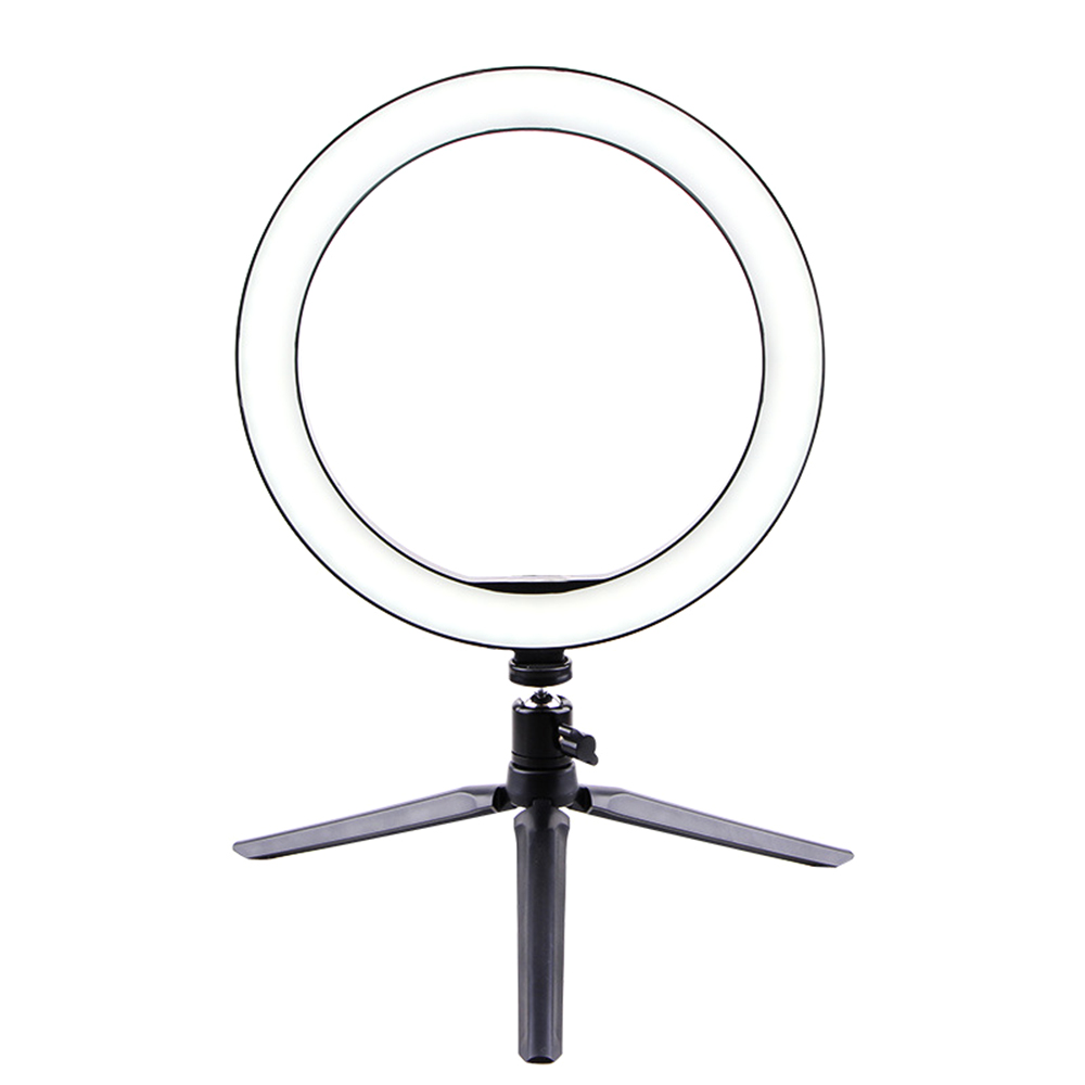 2700K-6500K 12W LED Video Ring Light Fill-in Lamp Dimmable Camera Phone Lamp with Table Tripods: tripod& light