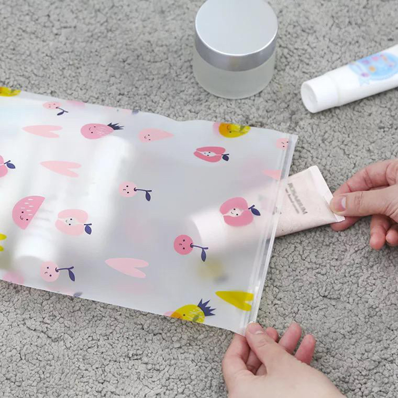 1PC Fruit Pattern Clear Plastic Storage Bag Ziplock Travel Bags Zip Lock Valve Slide Seal Packing Pouch For Cosmetic Clothing