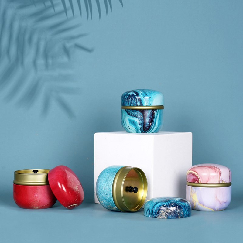 ♕s Small Round Tea Tin Cans 50g Scented Tea Universal Packaging Box Tinplate Box Portable Tea Caddies