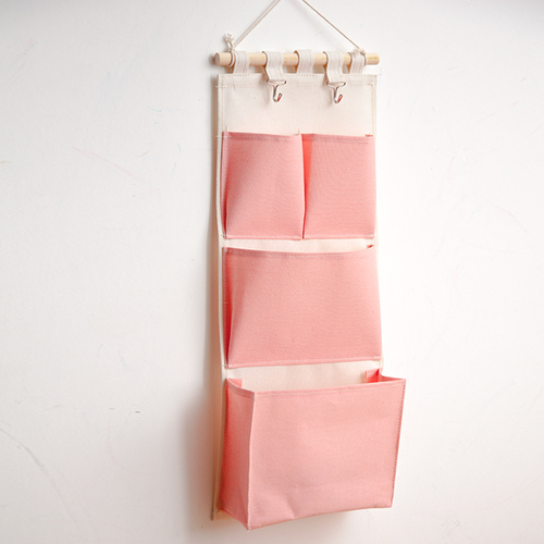 Bolsa de almacenamiento montada en la pared, organizador colgante de 6 bolsillos para guardar artículos diversos, juguetes y cosméticos: 4 Pocket Pink