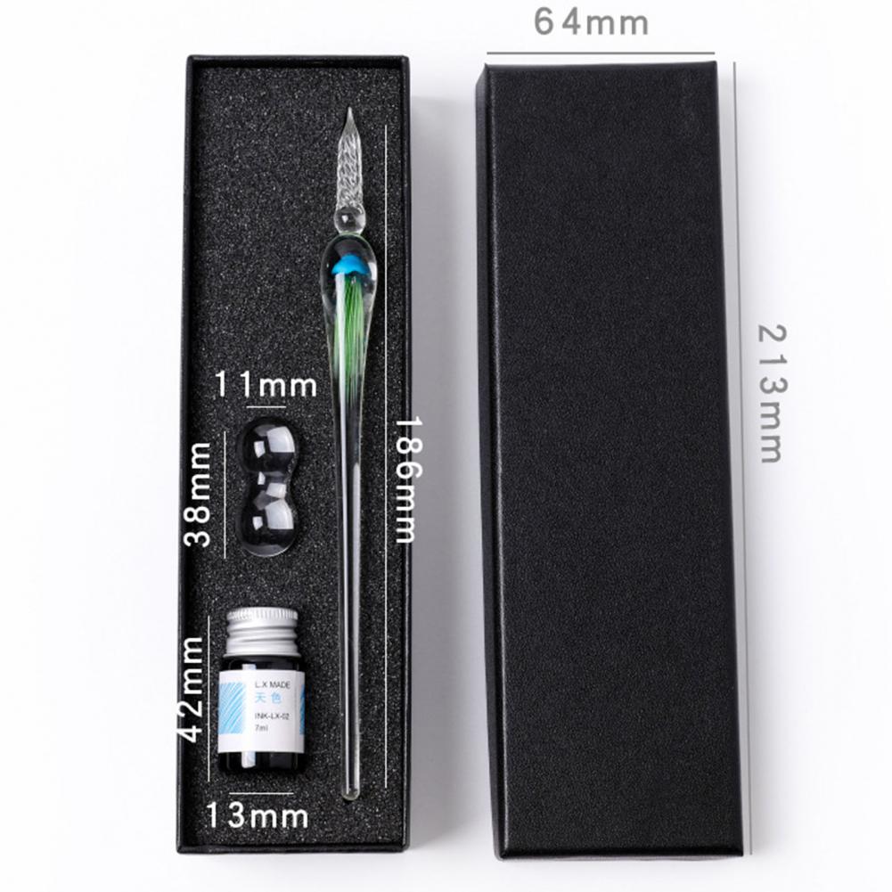 1 Set Dip Pen Beautiful Ergonomic Handle Jellyfish Pattern Drawing Calligraphy Glass Pen Kit for