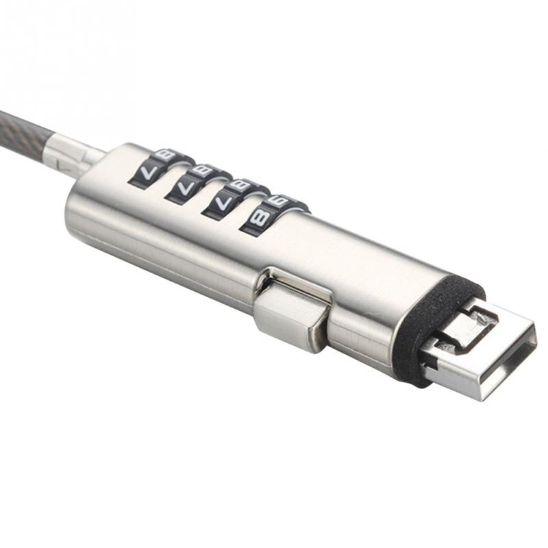 USB Port Universal Office Keyless Security Steel 4 Digit Password Notebook Laptop Lock Cable Anti Theft Combination Protective