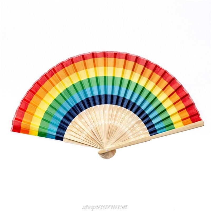 Zomer Regenboog Handheld Folding Fan Voor Wedding Party Decoratie Festival Dans Benodigdheden A23 21