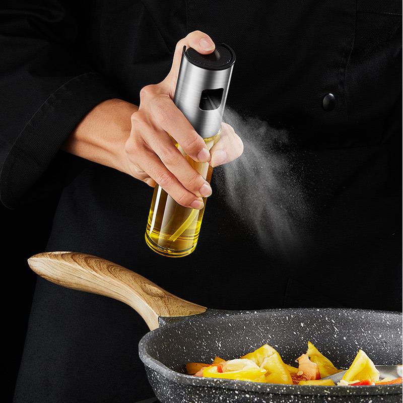 Kitchen Oil Can Spray Fitness Dispensing Oil Can Portable Stainless Steel Scaled Dispensing Bottle Seasoning Bottle Cooking Tool
