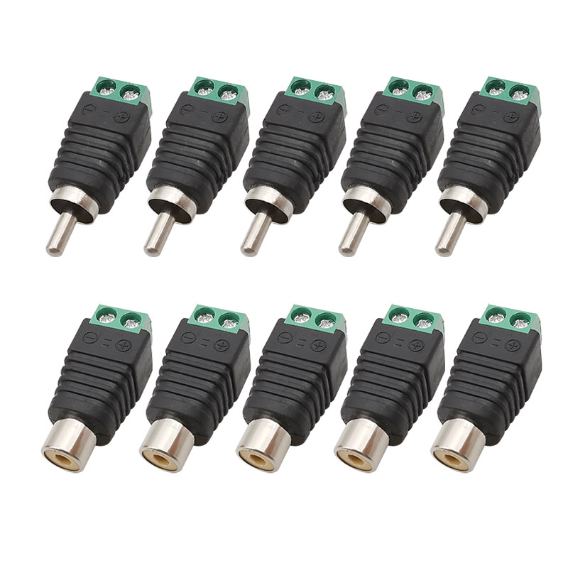 RCA Stecker & RCA Buchse Schraube Terminal Block Adapter RCA AV Audio- Video CCTV Kamera Lautsprecher Draht Kabel Anschlüsse: Silber