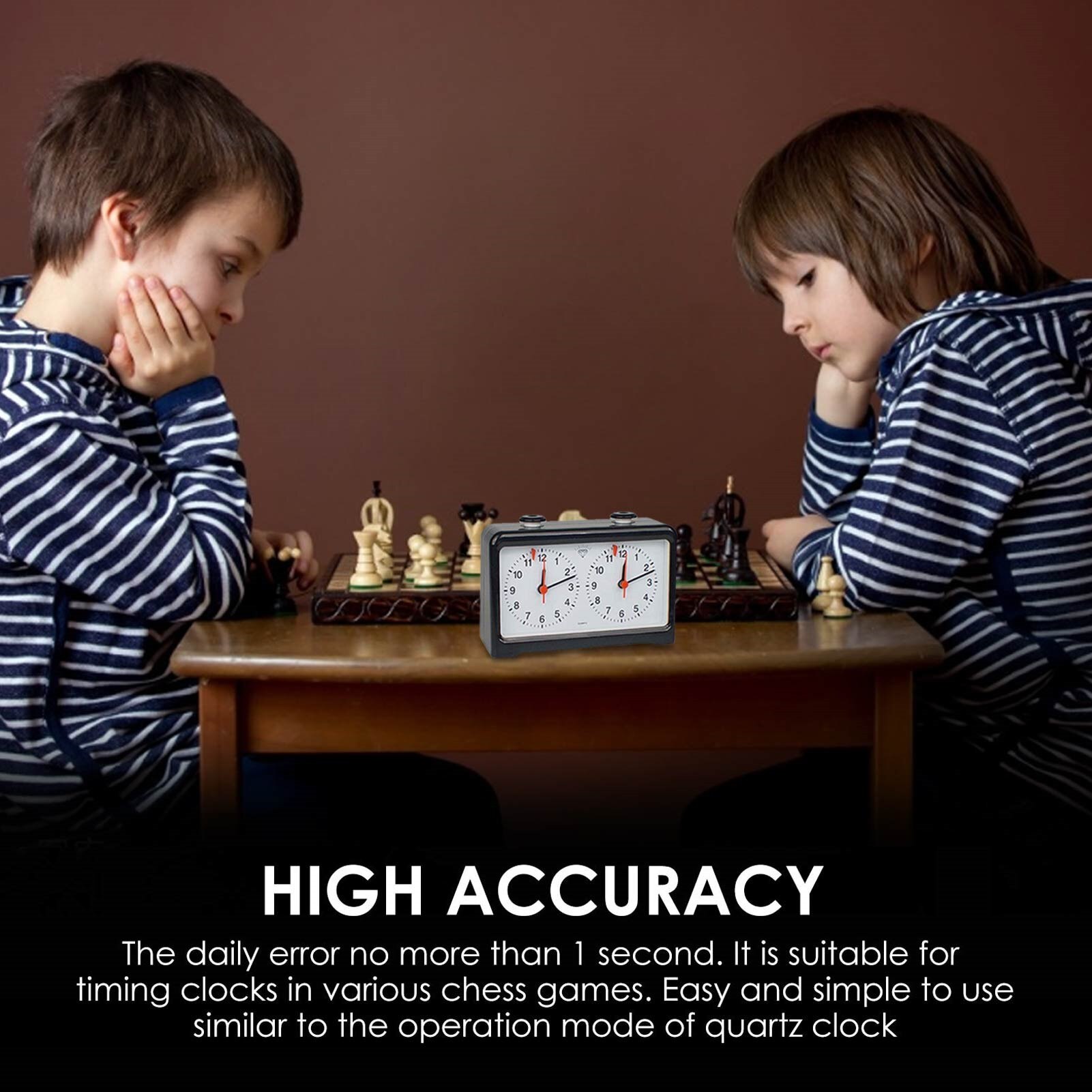 Retro Analog Chess Clock Timer - Wind-Up Mechanical Chess Clock, No Battery (Black)