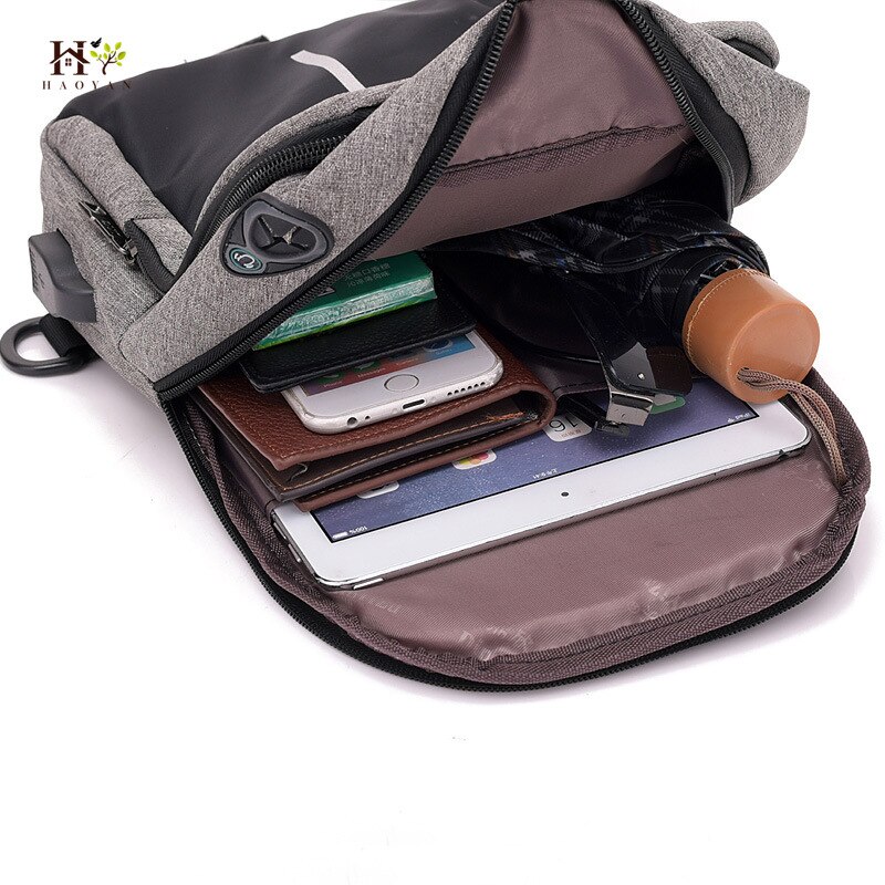 Women's USB Charging Chest Bag Shoulder Bag Waterproof Multi-Pocket Travel Bag Women's Messenger Bag
