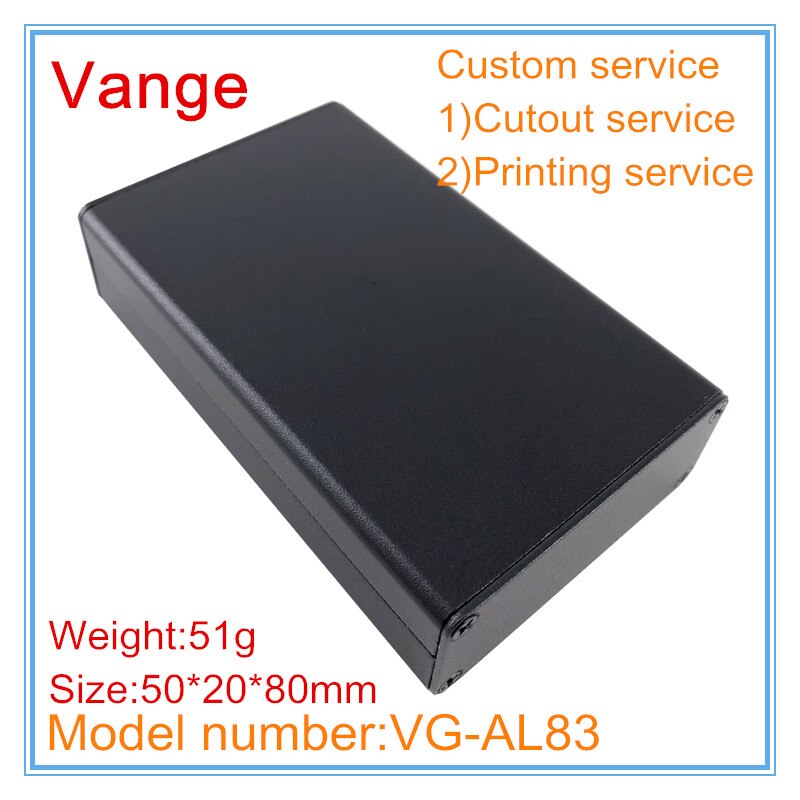 1pc/lot two color avilable extruded aluminum profiles 50*20*80mm 6063-T5 aluminum case diy project box for electronic PCB