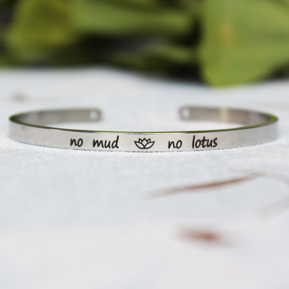 4mm Quotes Mantra Bracelets 316L Stainless Steel Open Cuff Bangle Female Inspirational Jewelry Bracelets SL-149: I