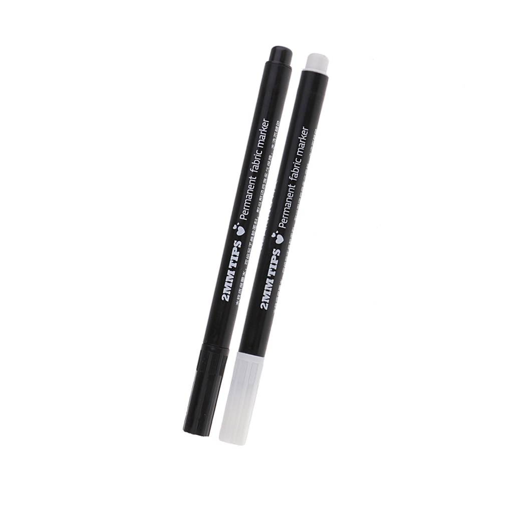 Permanent Fabric Marker Pens for Textile Clothes T-Shirt Cloth Shoes, Black White, DIY Sewing Tools