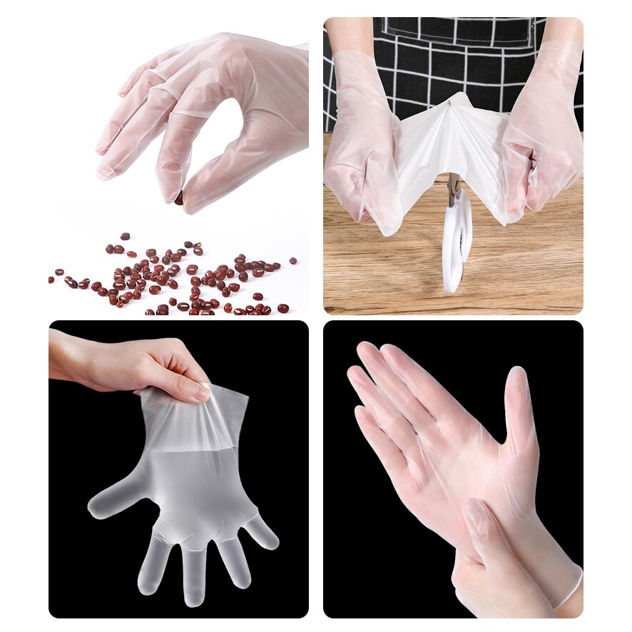 GIEMZA TPE Disposable Gloves Large Thick Food Gloves High Elasticity Hand Bbq Food Prep Glove Clear Plastic Shop Tool