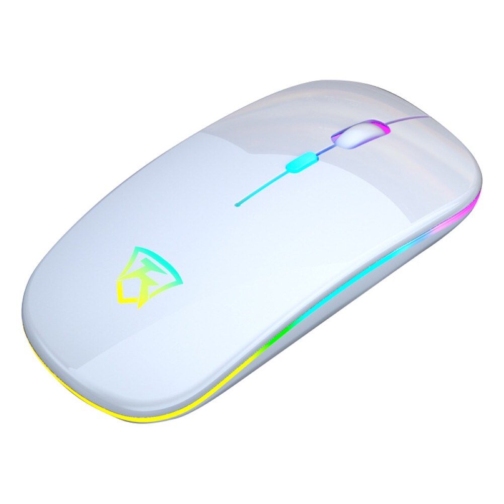 Bezprzewodowa 2.4G ergonomiczna wyciszona akumulatorowa lampa doprowadziło podświetlana myszka dla graczy na PC laptop: biały
