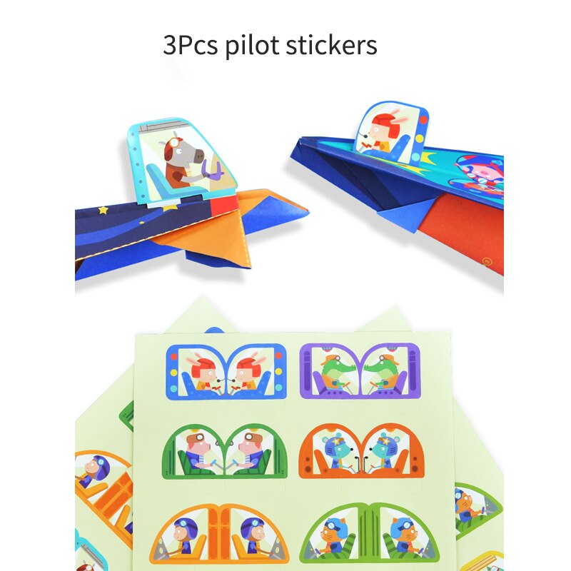 MiDeer Baby Origami Toys Funny Paper Airplane Fold Kindergarten Colorful Animals Theme Ink Printing 3-12Y kids DIY