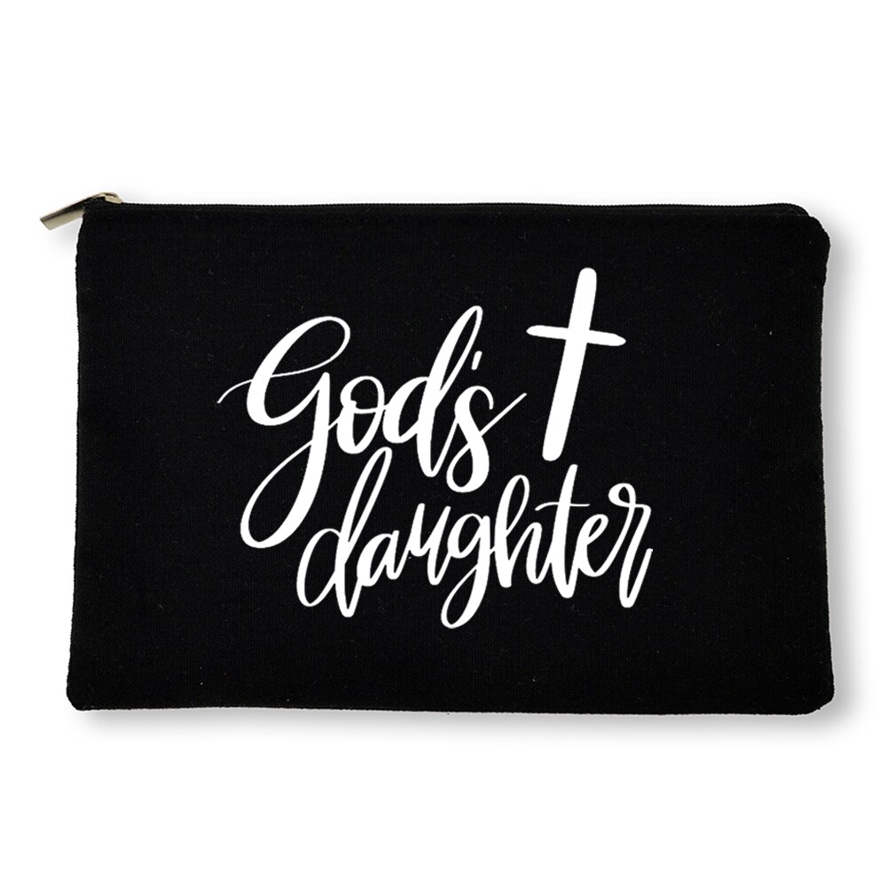 Miłość jezus kosmetyczki torba dla kobiet rozmiar podróży makijaż torebka na suwak torebka płótno ołówek szminka torba mój bóg Christian: W17150-TBBK-D