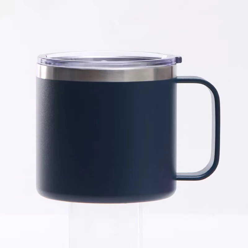 Vaso de Leche de acero inoxidable de 14oz, tazas de doble pared con aislamiento al vacío, vaso de vino de Metal con asas y tapas, taza de café deportiva: X10