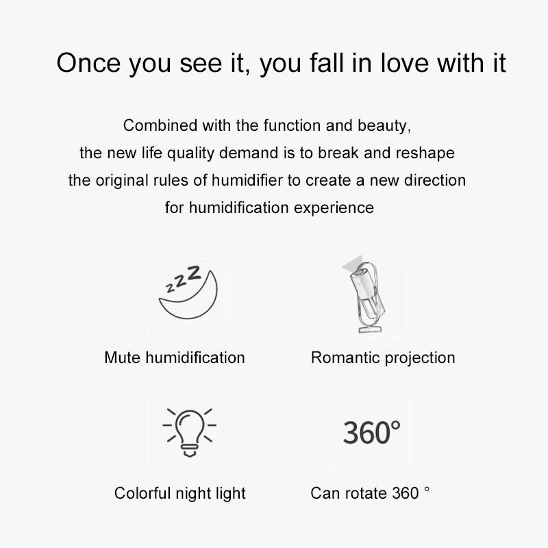 Air Humidifier 200ml Mist Air Purifier 360 Degree Rotary 7 Color Lights Home Office