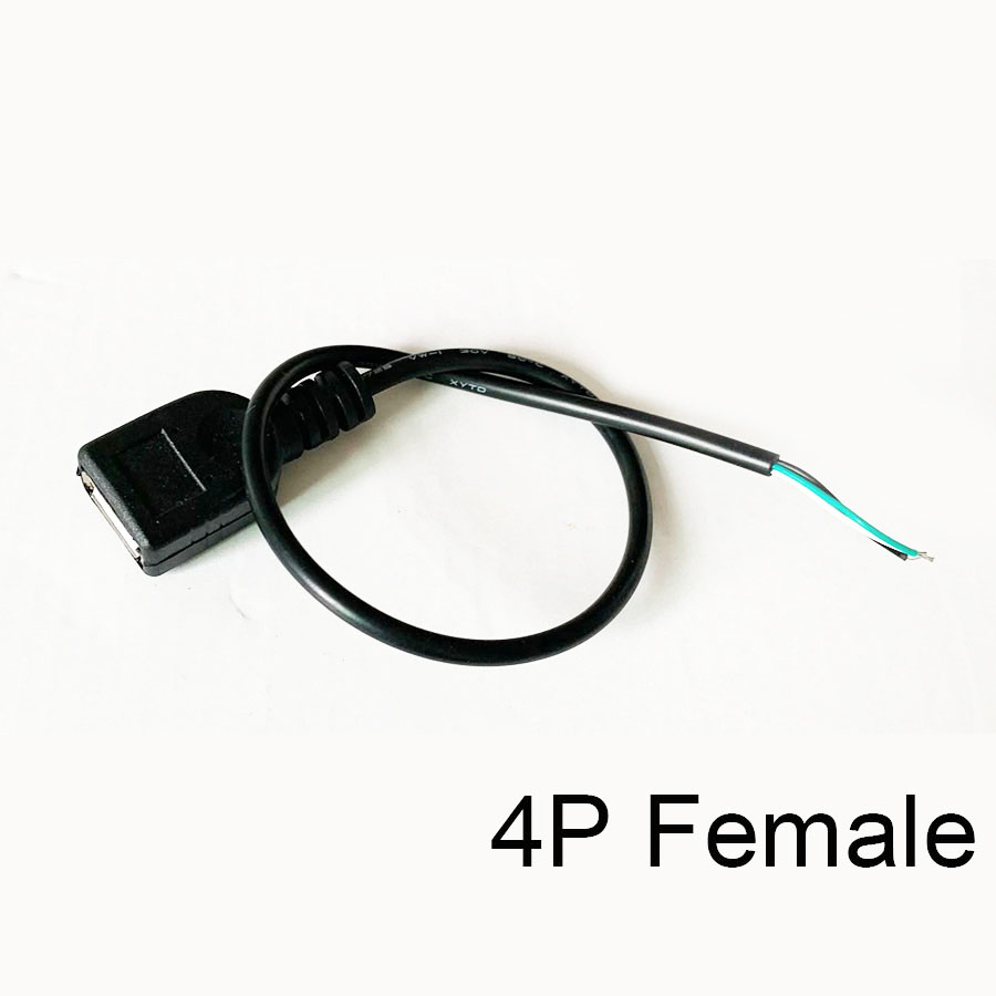 Cable de fuente de alimentación de 30cm, 2 pines, USB 2,0, hembra, macho, 4 pines, cargador, Conector de extensión, línea de 5V, DIY, 1 ud.: Multicolor