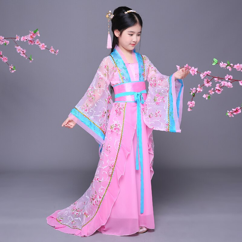 Disfraz chino antiguo, disfraz tradicional chino para niñas, danza folclórica, ópera, dinastía ming, tang, han y hanfu.: Rosa / Yo