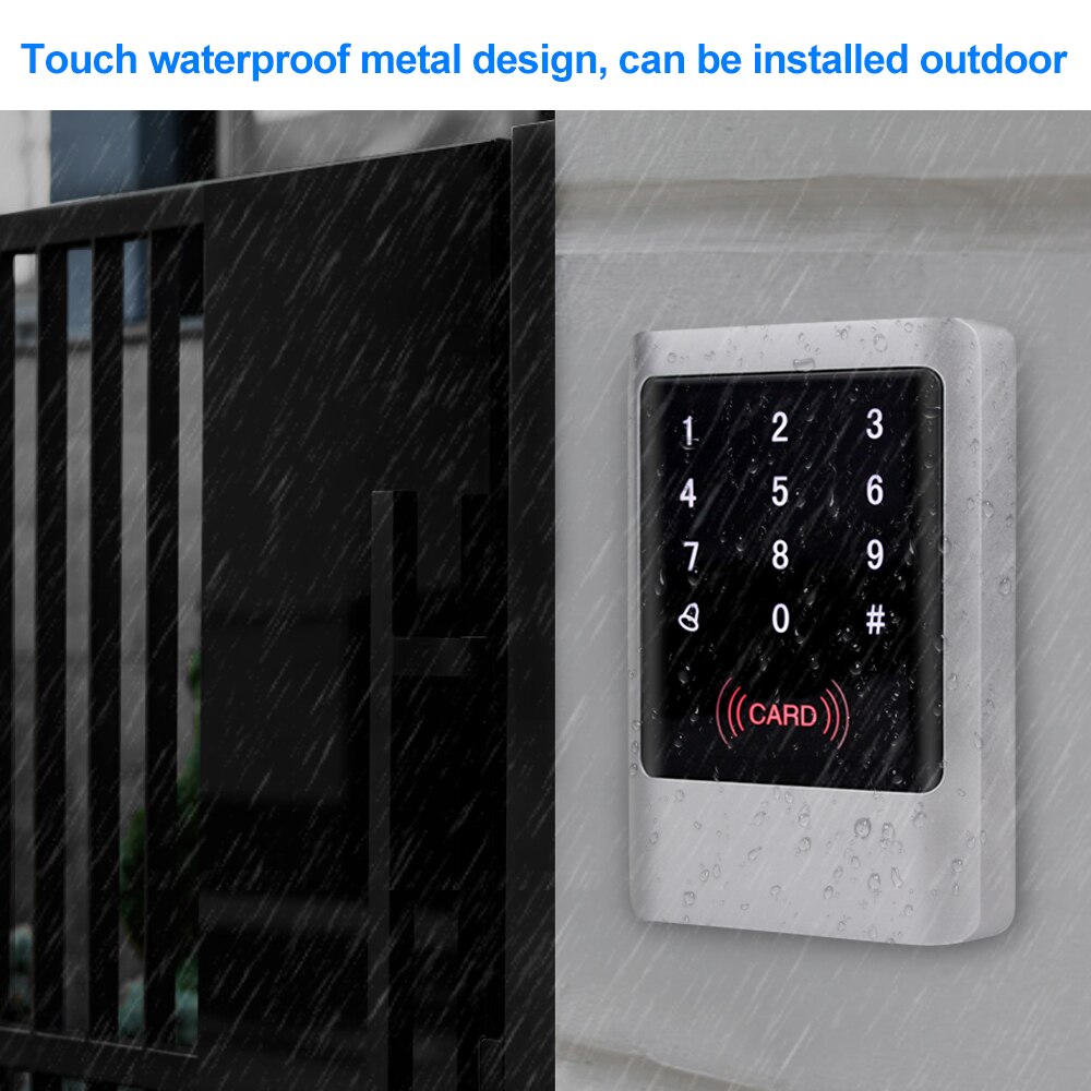 Metal vandtæt rfid 125 khz  or 13.56 mhz selvstændig adgangskontrol tastatur med touch screen panel  + 10 stk fjernbetjeninger
