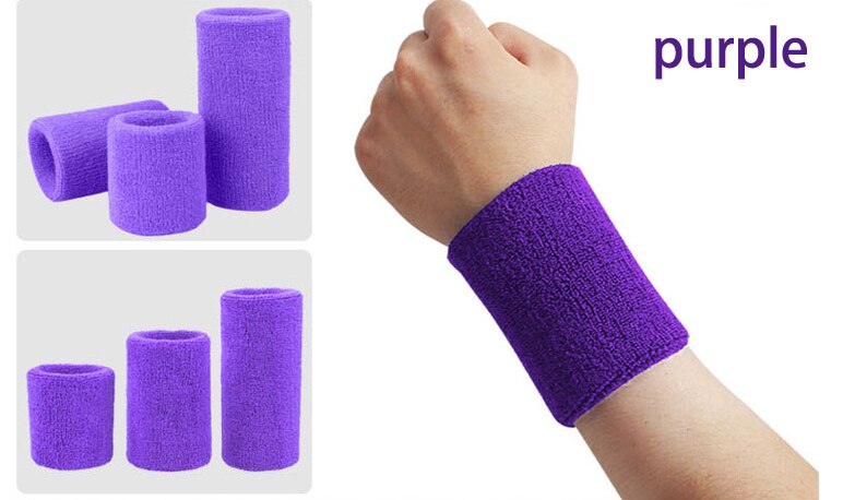 Muñequera deportiva de 8cm para hombre y mujer, 100% de muñeca de algodón para el sudor, Protector para tenis, baloncesto y bádminton: Purple