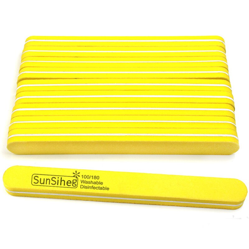60Pcs Nail Files Nail Buffer 100/180 Double Side Grit Buffing Sanding Nail Makeup Tools Spong Nail File Women Salon: 60PCS-yellow