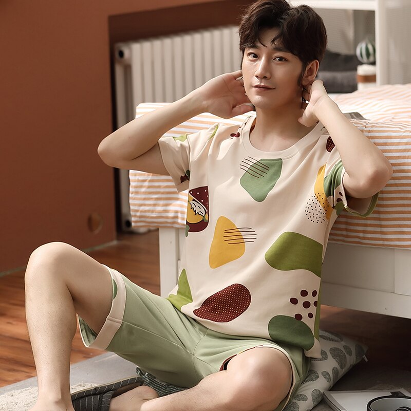 Conjunto de Pijama BZEL de estilo fresco para parejas, ropa interior con estampado de Fruta de dibujos animados, bonito vestido de noche verde, pantalones cortos de verano, , ropa de casa suelta