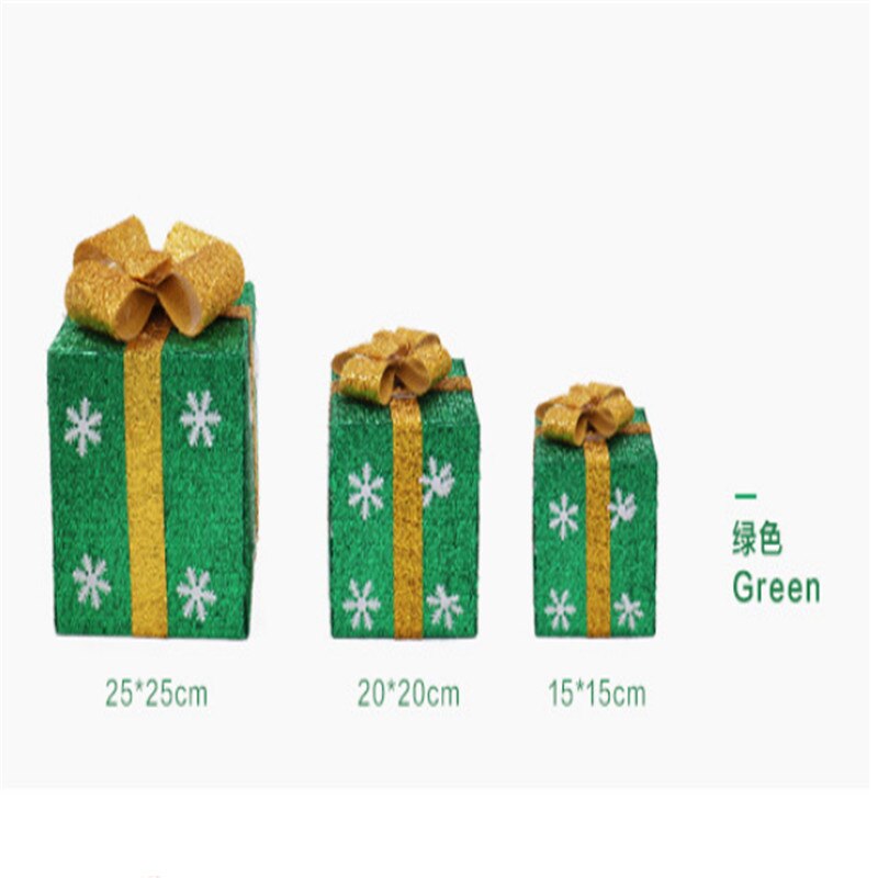 Christmas Eve Box Large Xmas Wrapping Boxes Red Ribbon Lids: Green / 15X15