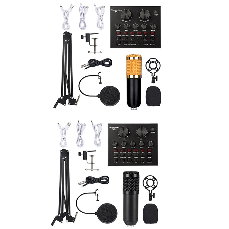 Kit de micrófono BM800 con tarjeta de sonido V8, , condensador de estudio para ordenador