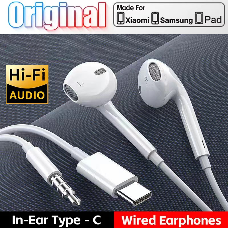 For xiaomi hodetelefoner xiaomi  mi 14 13 12 11 in- øretelefoner redmi note 10 9 8 7 type  c 3.5mm kablet headset telefontilbehør