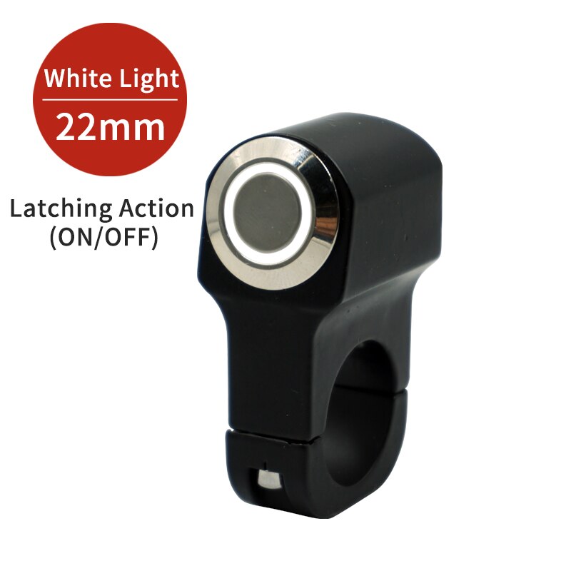 Motorcycle Switches ATV Scooter 22mm 24mm Handlebar Headlight Hazard Fog Light Switch Momentry/Latching ON-OFF Button with LED: White  (22mm)L