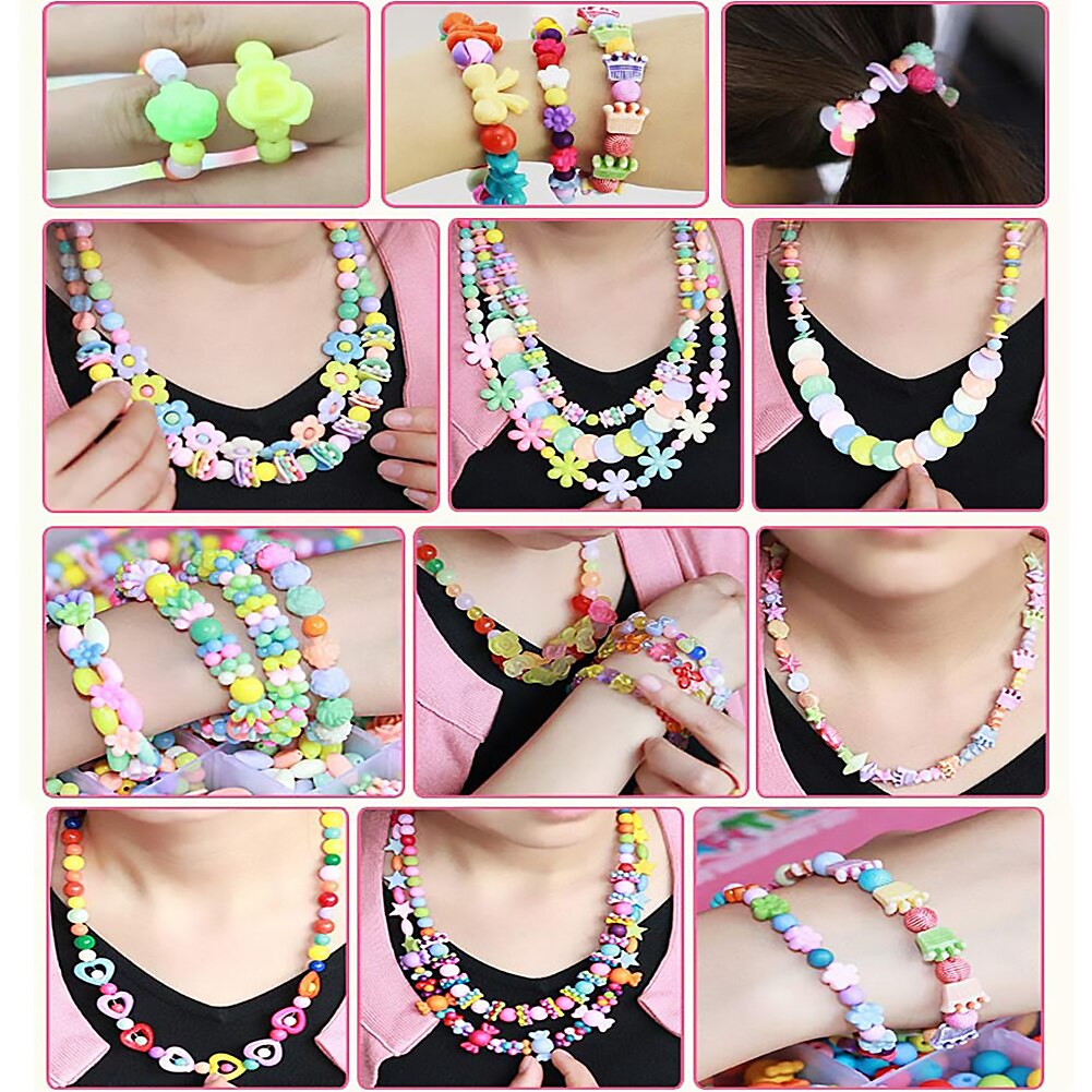 24 Kinds Beads for Girls Toys Kids Bracelet Necklace Jewelry DIY Making Kit