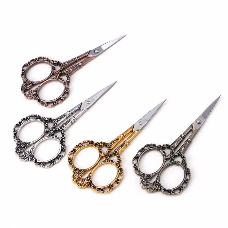 Tijeras florales Vintage europeas de acero inoxidable, papelería para costura, suministros de corte, tijeras de costura, herramientas de bricolaje, C26, 1 ud.