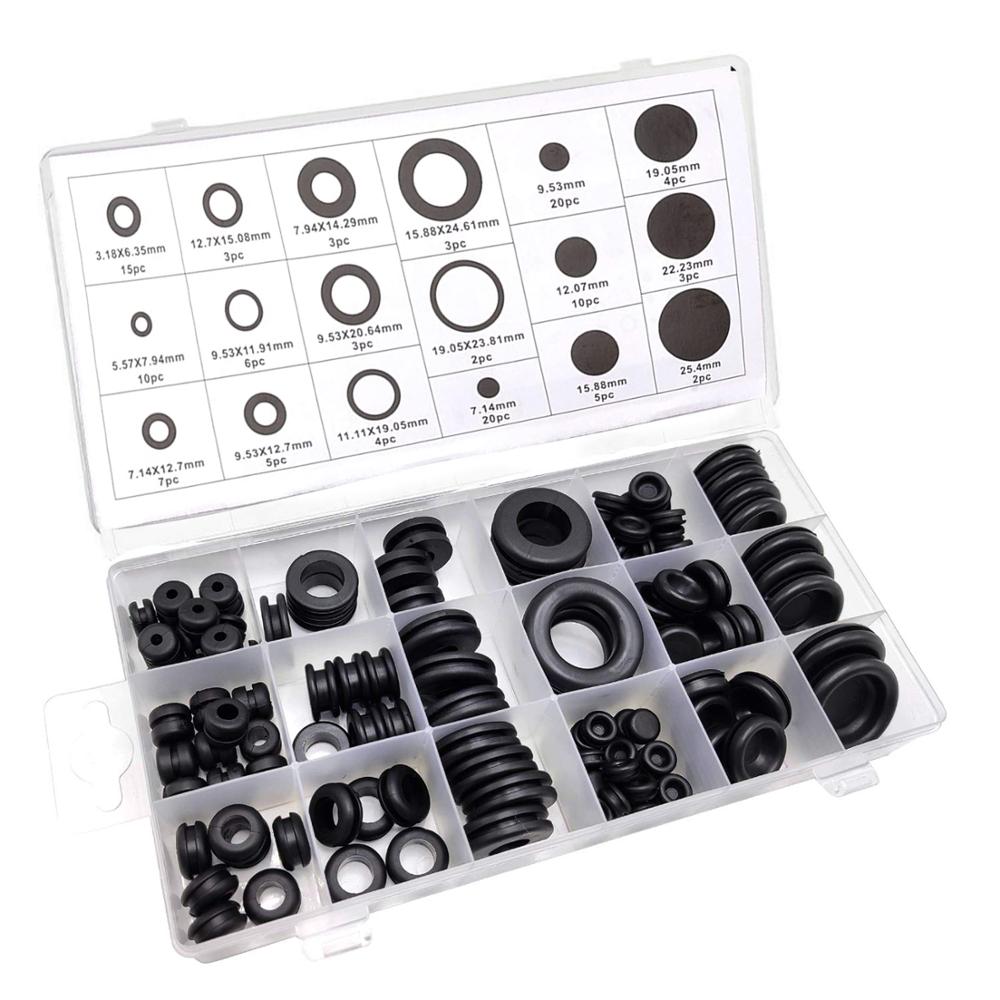 125 PCS Rubber Grommet Firewall Hole Plug Set Electrical Wire Gasket KitRubber Gasket Kit