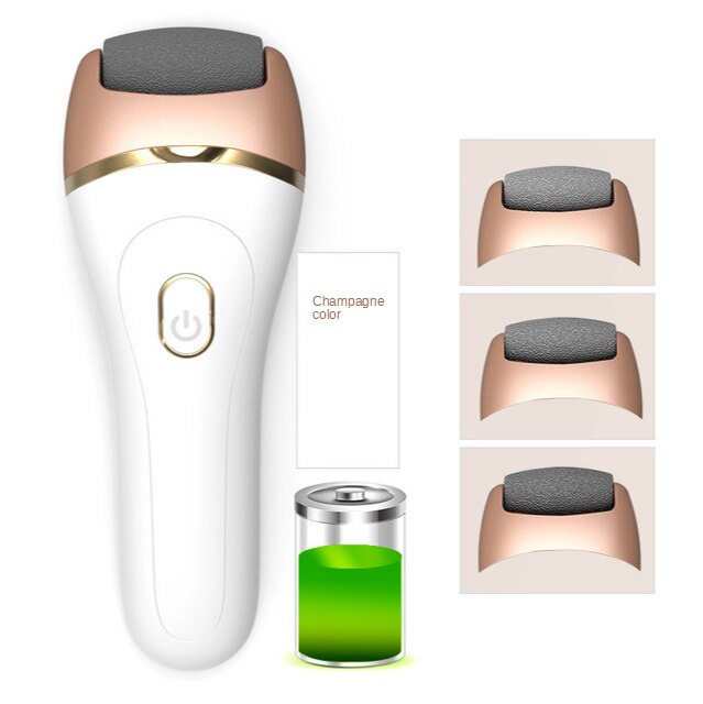 Stijl Elektrische Voet Eelt Remover Pedicure Apparaat Exfoliërende Scrub Om Eelt Grind Crurale Stone Usb Oplaadbare Grindin: Champagne Color 2  Speed Governing Rechargeable Foot Grinder  Configuration 3 Grinding Head