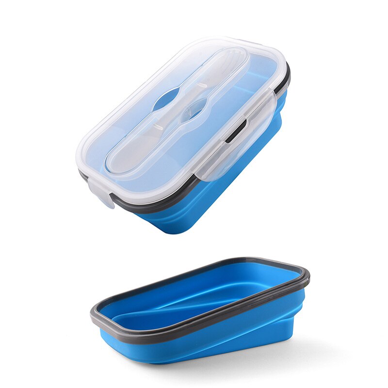 900Ml Siliconen Folding Lunch Box Inklapbare Draagbare Bento Box Magnetron Servies Voedsel Container Kom Voor Kinderen Volwassen Trip: 900ML blue