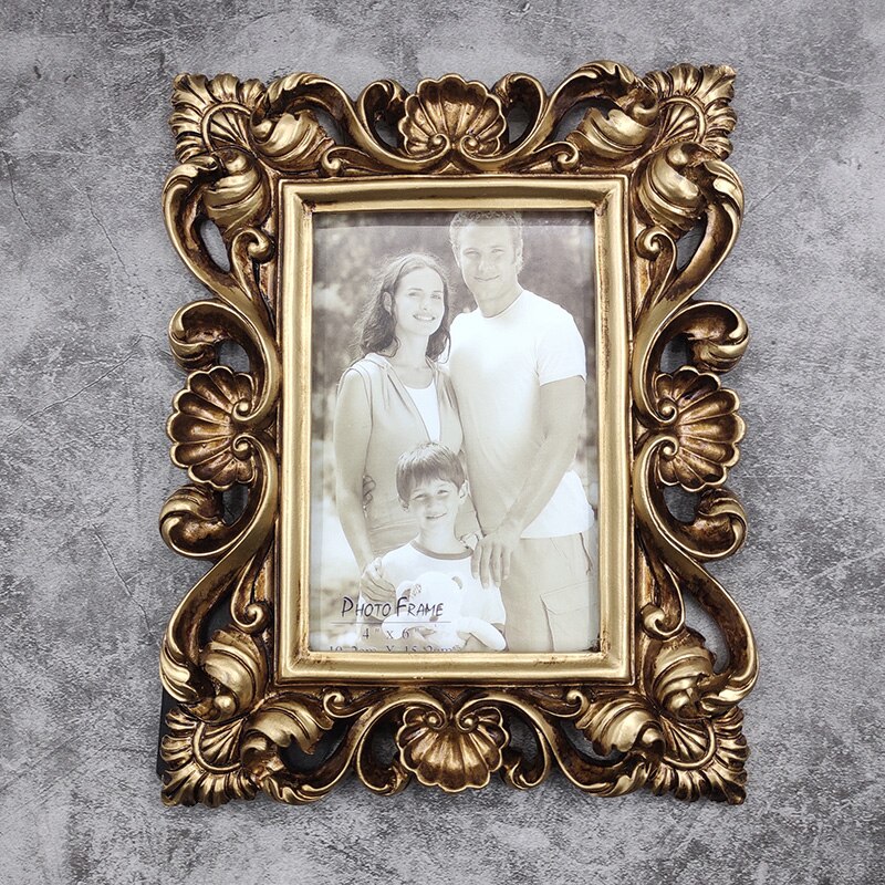 baroque resin photo frame embossed bright gold royal luxury swing photo frame