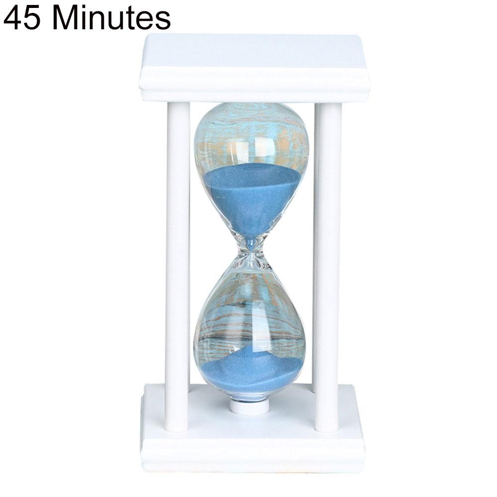 45/60Min Houten Zand Klok Zandloper Zandloper Timer Keuken School Home Decor: White Blue 45 Min