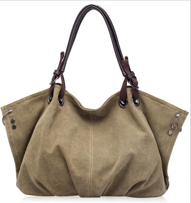 Handtassen canvas dames vrouwelijke zwervers enkele dames handtas ontwerpers stevige schoudertassen: Khaki