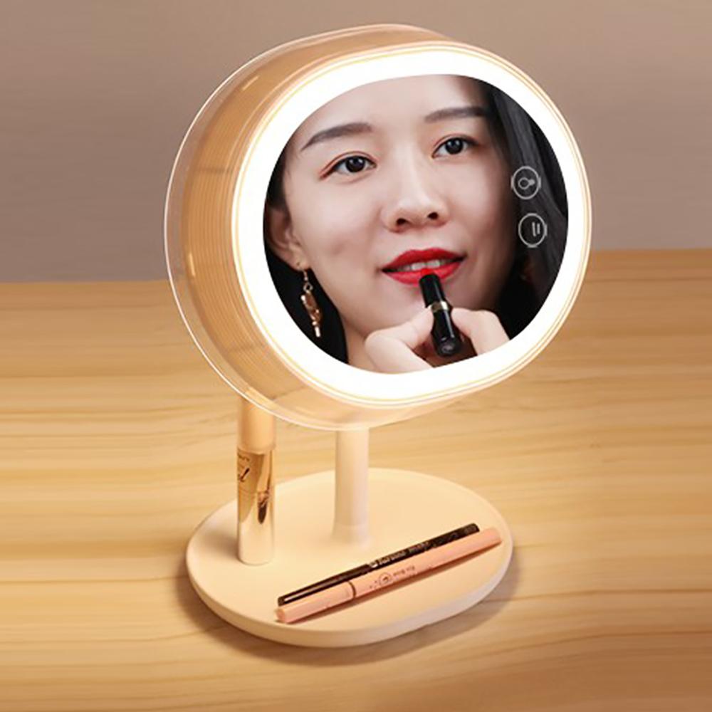 Portugal LED espelho de maquiagem 180 ° giratório de três velocidades de brilho ajustável toque espelho de beleza espelho de maquiagem de mesa portátil para selfie maquiagem luz de preenchimento luz espelho maquiagem