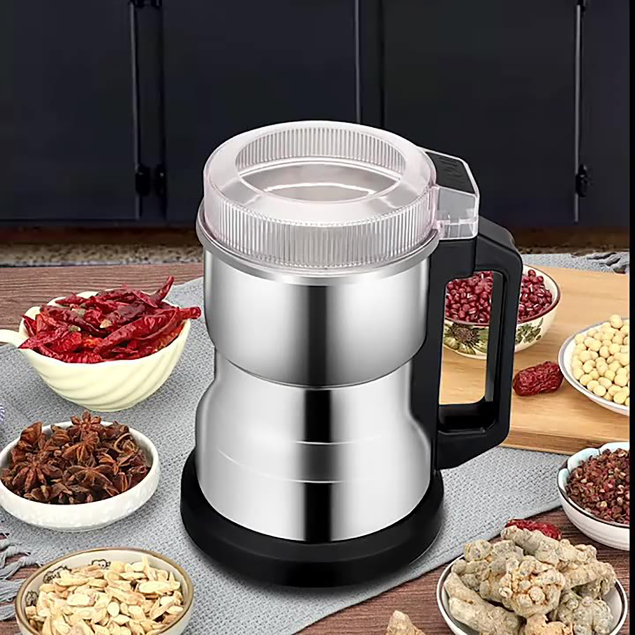 220V 350W Electric Grinding Machine Coffee Bean Materials Grain Grinder Dry Kitchen Cereal Nuts Beans Spices Grains Mill EU: 350W 220V