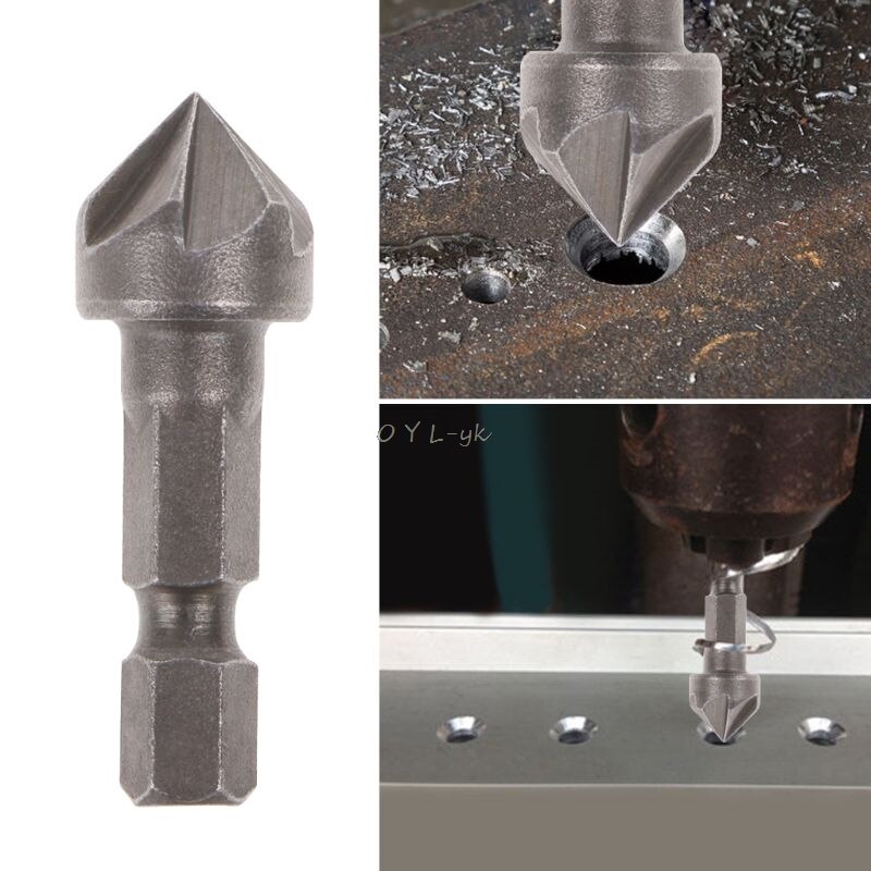 6 Flute Countersink Drill Bit 90 Degree Point Angle Chamfer Cutting Woodworking Tool