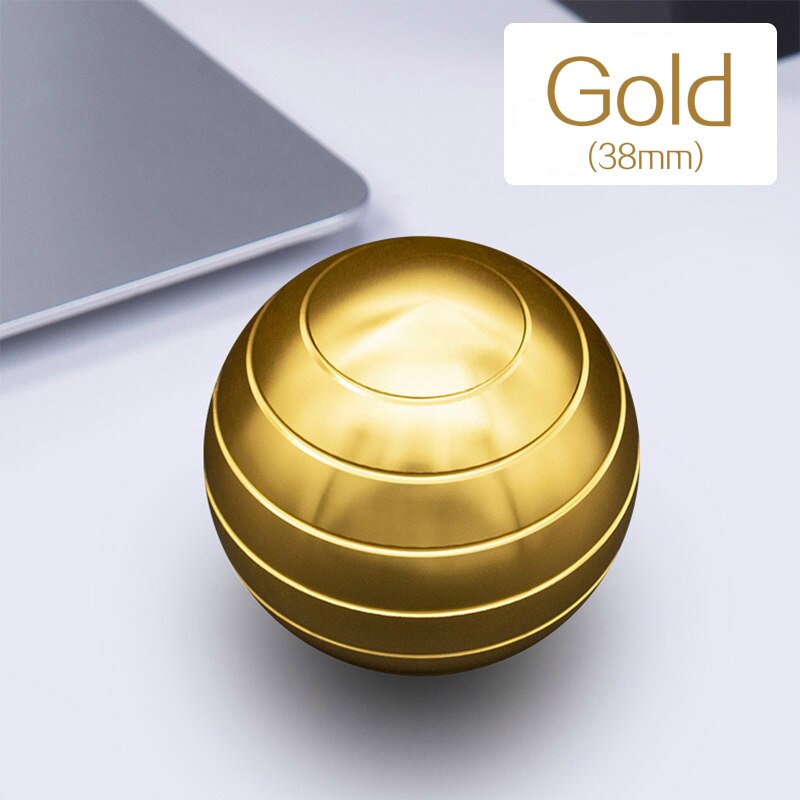 38mm Desktop Decompression Rotating Spherical Gyroscope Office Desk Fidget Toys Optical Illusion Flowing Finger Toys Adult: Gold