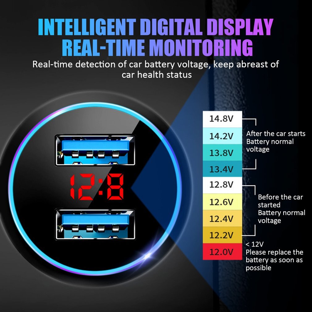 Universal Auto Ladegerät USB Fahrzeug DC12V-24V 5V 3.1A Dual USB Ladegerät 2 Port Power adapter mit Spannung display Neue