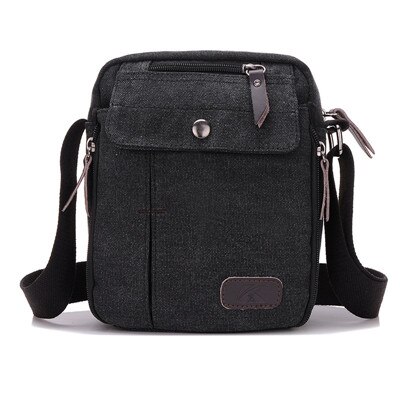 Canvas Heren Messenger Bags Khaki Vintage Multifunctionele Grote Capaciteit Reizen Schoudertas Multi-Pocket Handtassen: Black