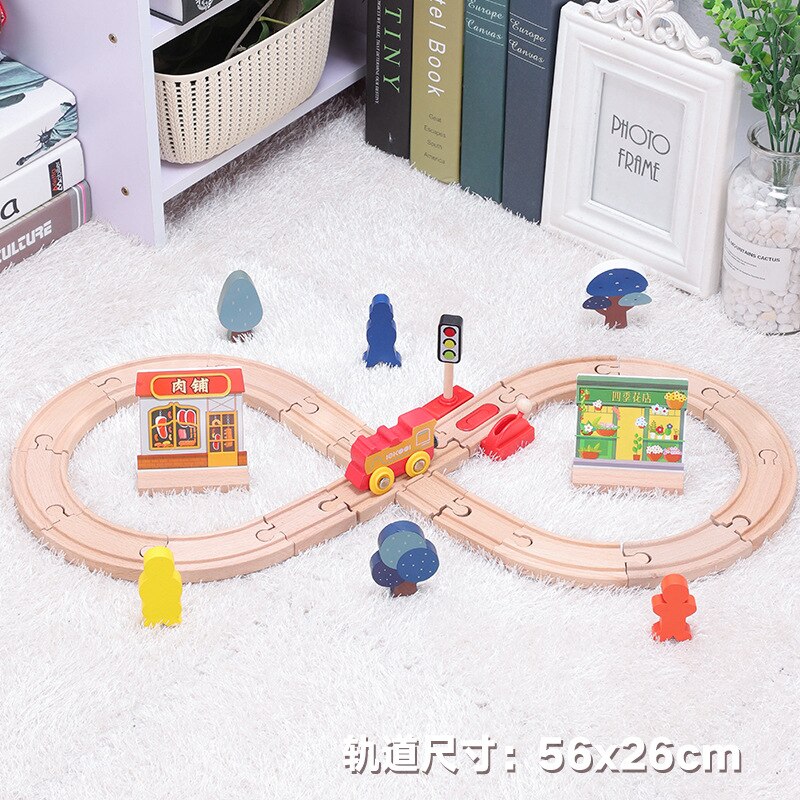 DIY Wooden Track Train with Scene Vocal Track Building Blocks Car Train Railway Track Set Educational Toys Children&#39;s: 14