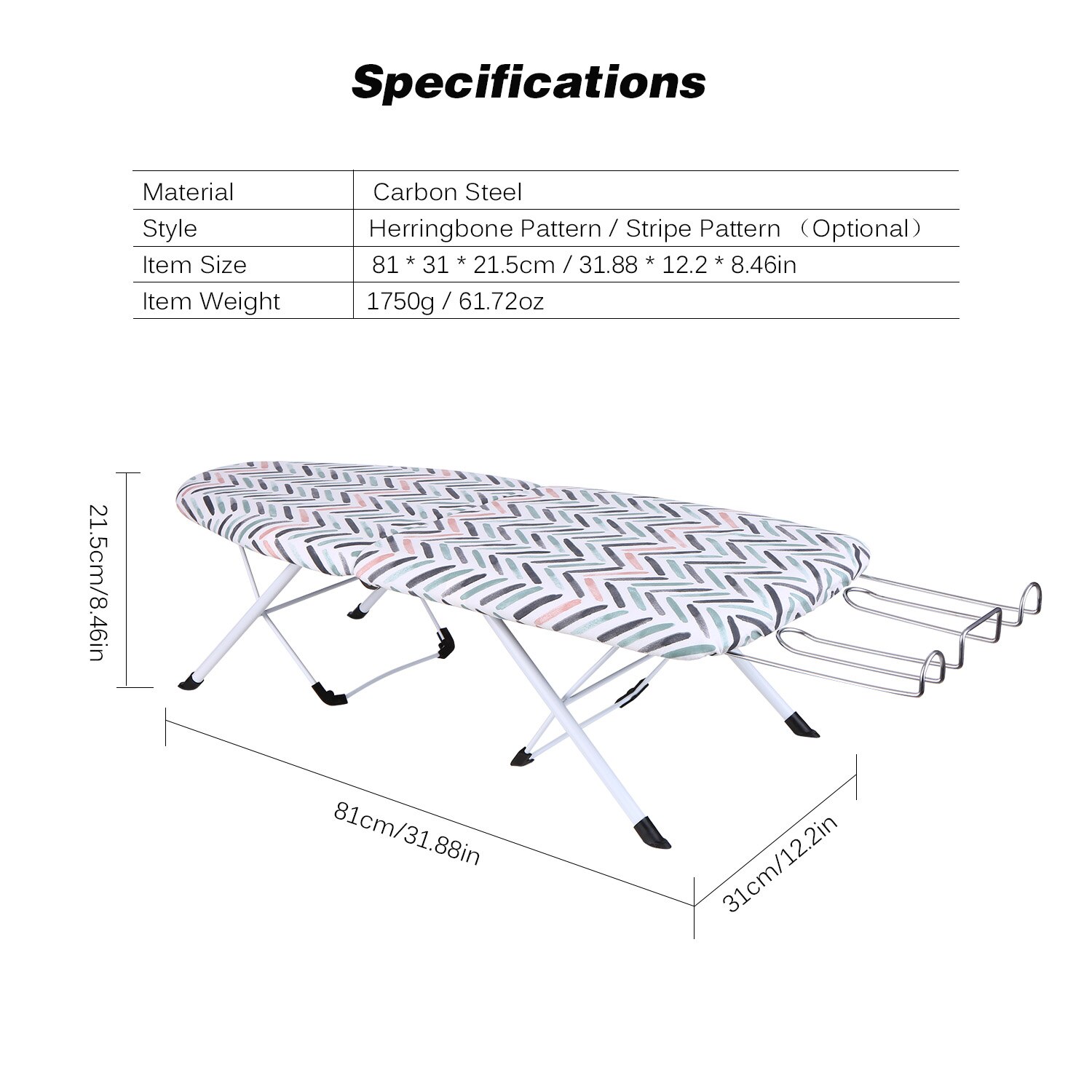 Foldable Tabletop Ironing Board with Iron Rest Small Folding Ironing Board with Cotton Cover Home Ironing Board 4 Leg Adjustable