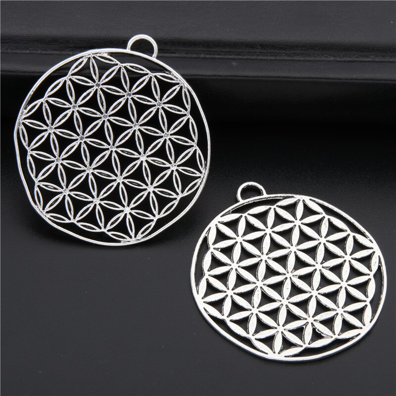 5pcs Silver Color Flower of life Circle Shaped Seed of Life Sacred Geometry Craft DIY Findings: A2730