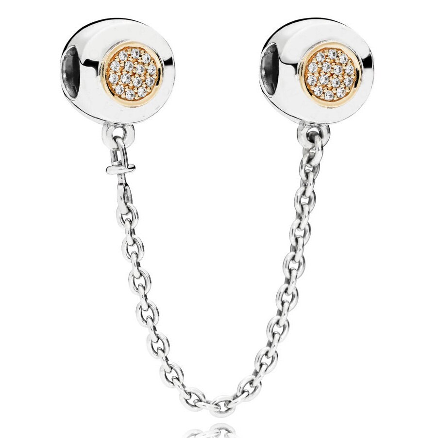 Insignia, fleur de marguerite scintillante, lune et étoiles Arcs d'amour, breloque chaîne de sécurité, perles en argent Sterling 925 idéal pour Bracelet: 11