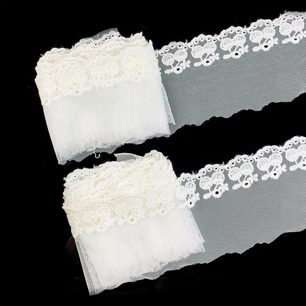 3 Meters Cotton Mesh Lace Edge Trim Ribbon White Edging Trimmings Fabric Embroidered Applique Sewing Craft Wedding Bridal Dress