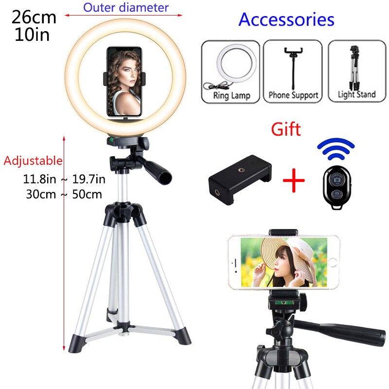 LED Selfie Ring Light - Dimmable Lamp with Tripod Stand - Makeup Photography Fill Light: Type1-SV-50cm